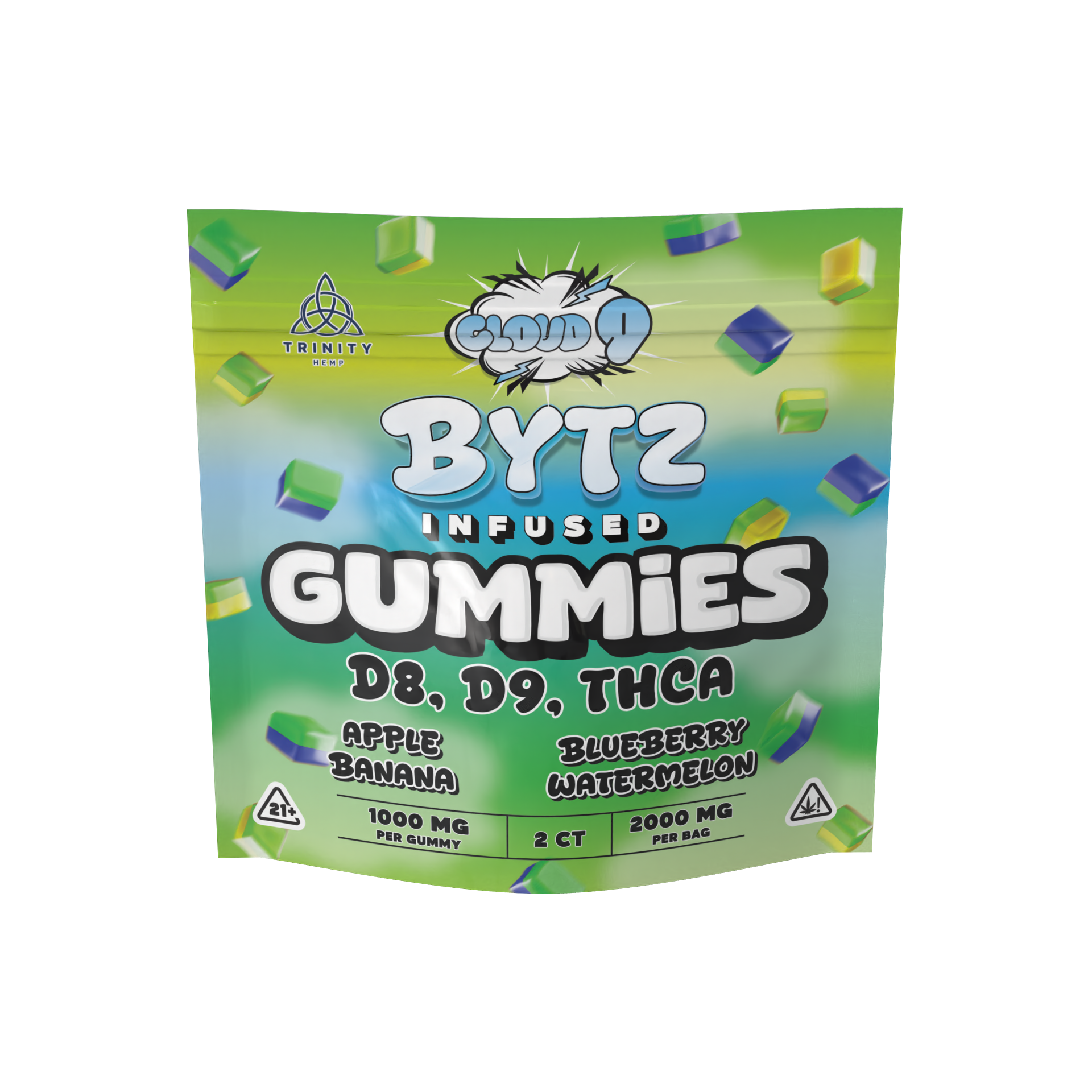 Package of Bytz Infused Gummies with green and blue design