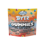 Packaging of BYTZ infused gummies with colorful design and product details.