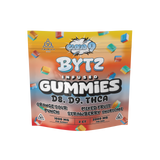 Packaging of BYTZ infused gummies with colorful design and product details.
