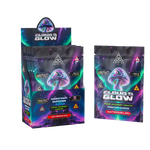 A display box and individual pouch of Trinity Cloud's Glow Mushroom Gummies 