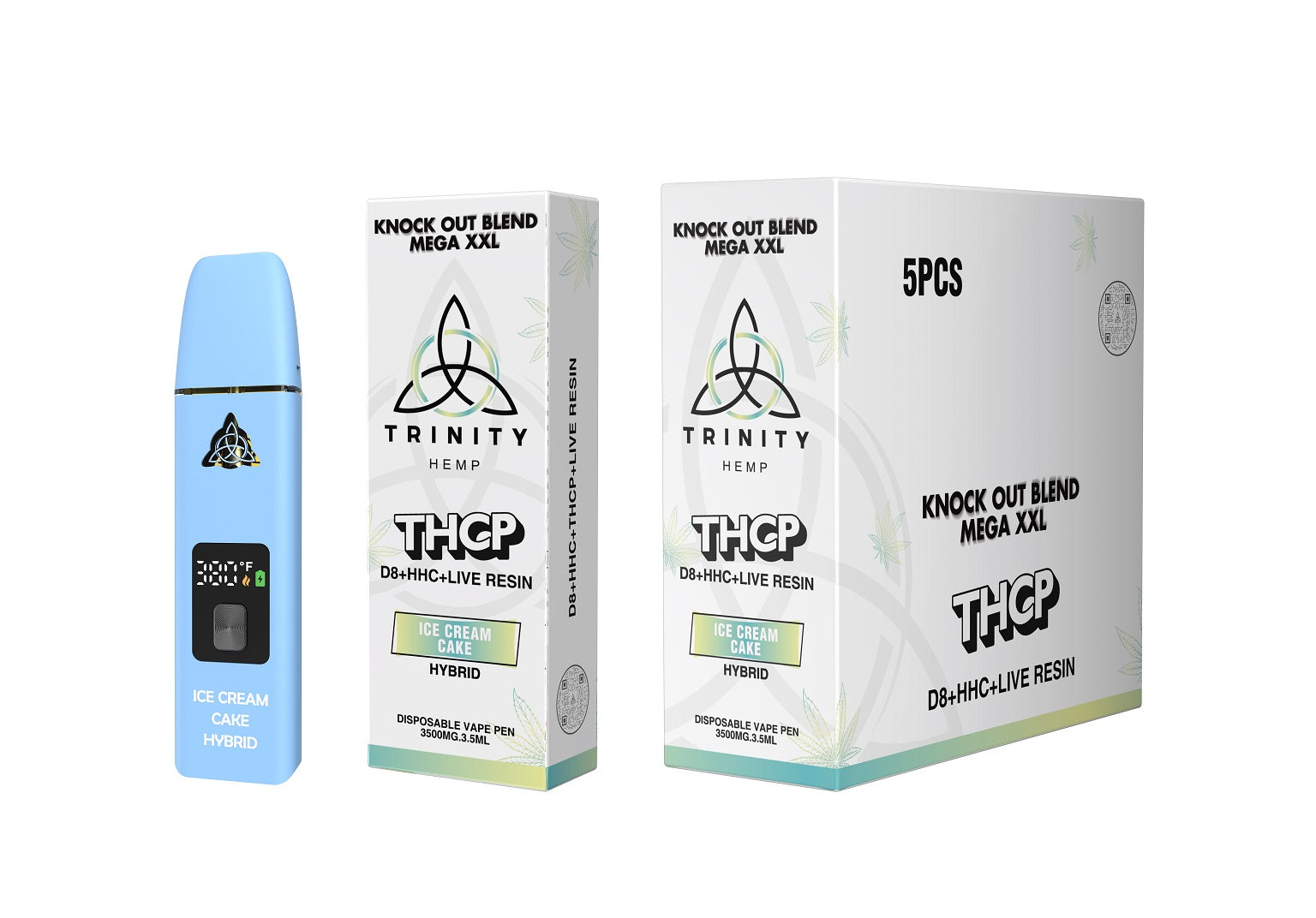 Trinity Hemp THCP vape device and packaging