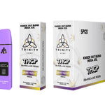 Purple vape device with Trinity Hemp packaging