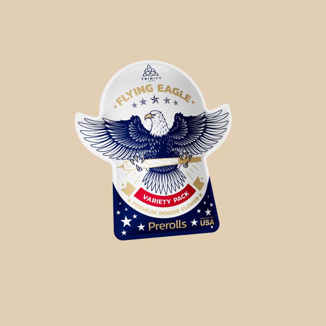 Flying Eagle Prerolls USA packaging on a beige background