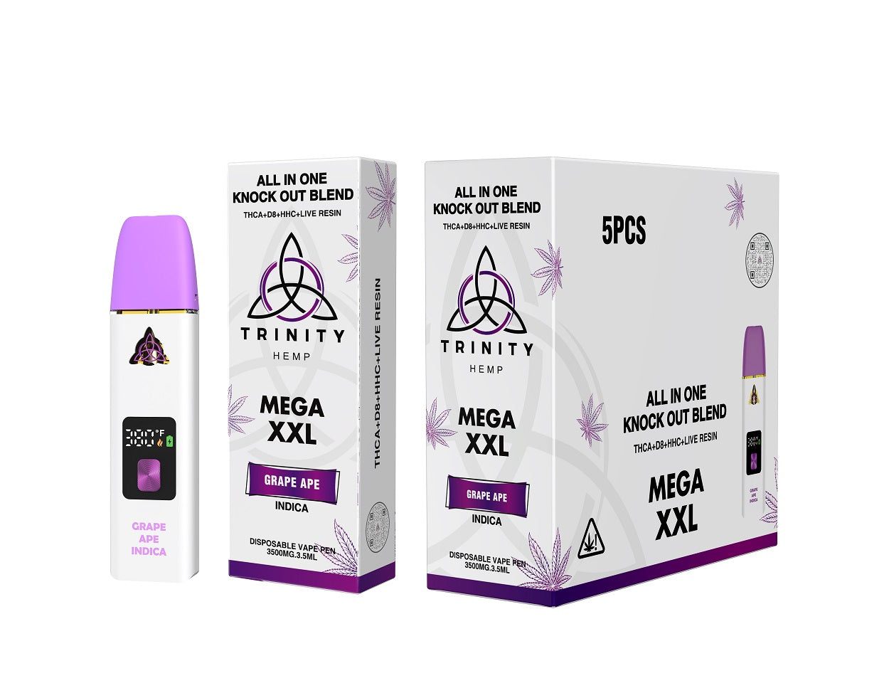 Trinity Hemp vape device and packaging 