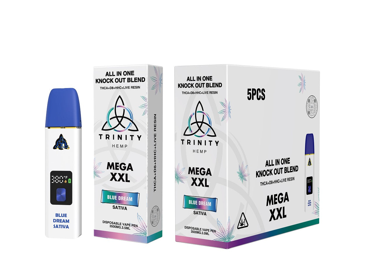 Trinity Hemp vape device and packaging 